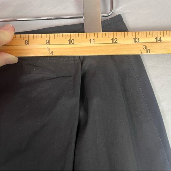 Theory Faux Wrap Maxi Skirt Womens 8 Black Cotton Poplin Minimalist Classic - Picture 10 of 12